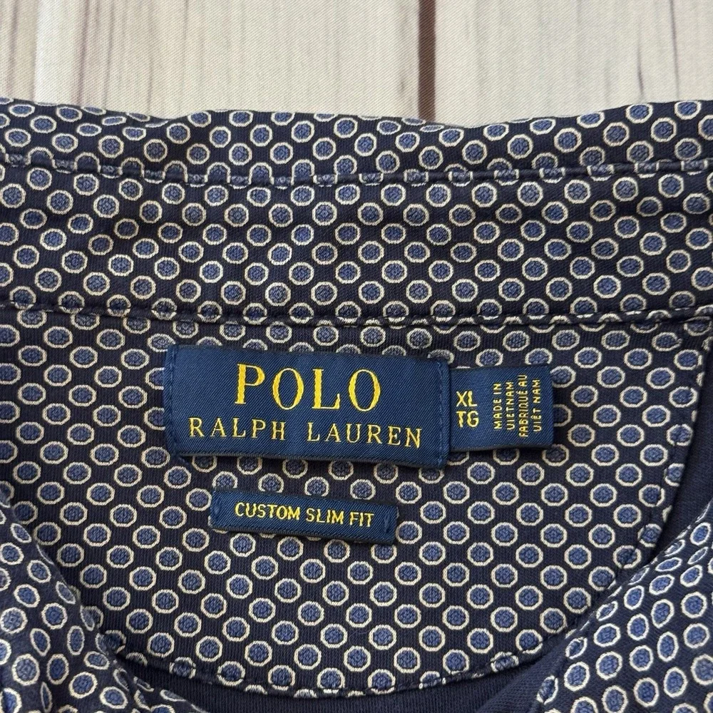 Polo Ralph Lauren Men's Polo Shirt Performance All Over Pattern‎ Blue Size XL